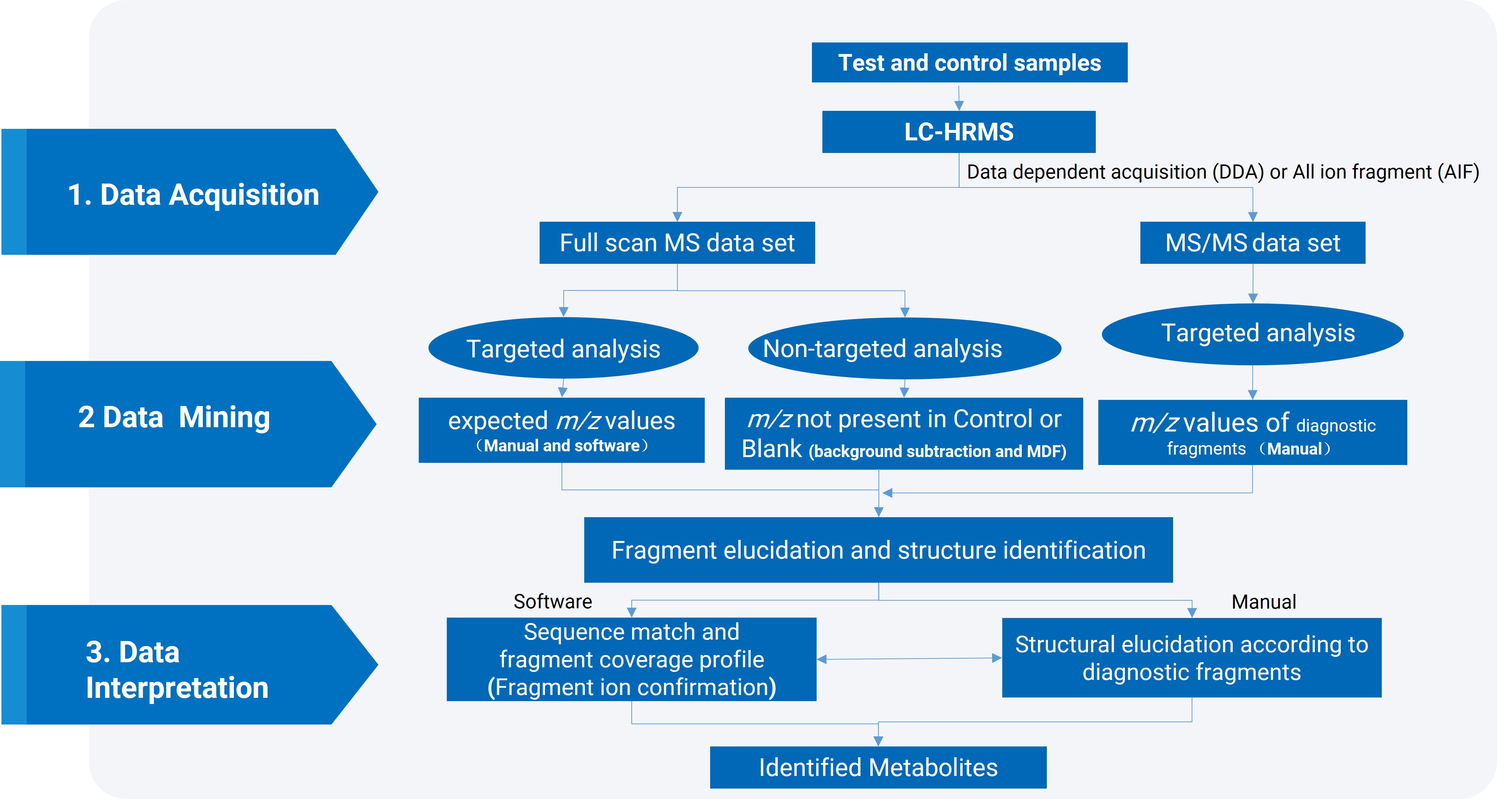 High-resolution mass spectrometry methods and data processing for peptide metabolite identification