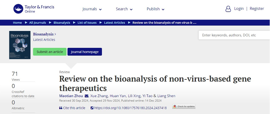 Review on the Bioanalysis of Non-Virus-Based Gene Therapeutics Review on the Bioanalysis of Non-Virus-Based Gene Therapeutics