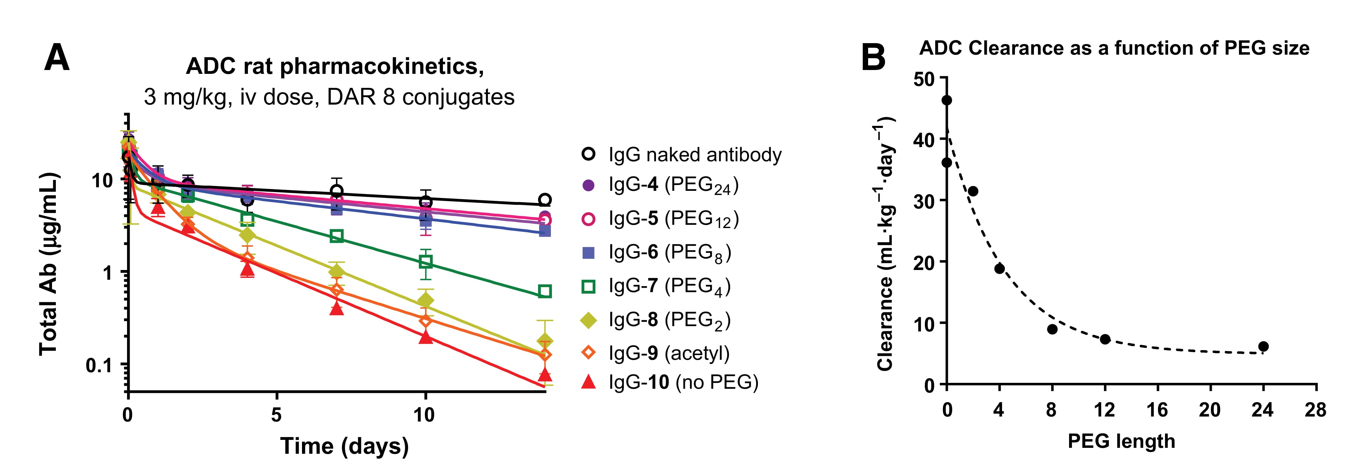 Effect of PEG chain length on ADC pharmacokinetics